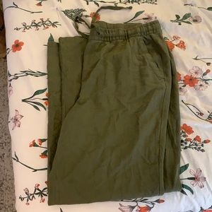 Green linen pants